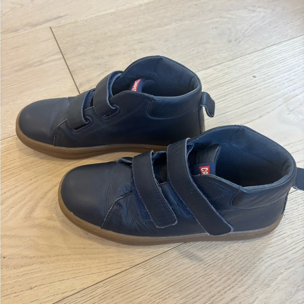 Camper Kids Navy Blue Velcro High-Top Boots